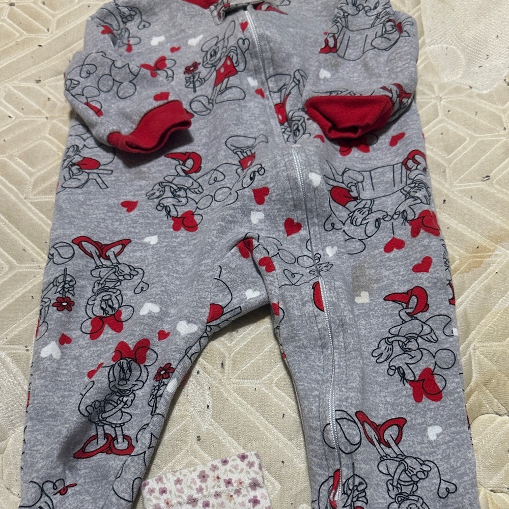 Gray and Red Kids One Piece Footie